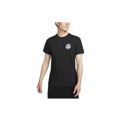 Solid Color Front Print Vintage American Crew Neck Short Sleeve T-Shirt Men Tops Black FD0047-010