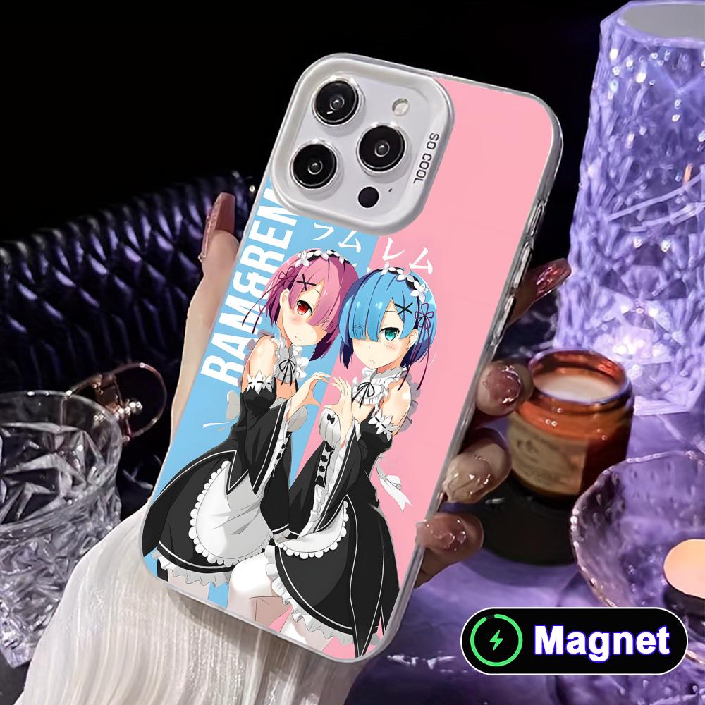 ReZero Rem Ram White Translucent MagSafe Mobile Phone Case for iPhone 17 16 15 14 13 12 11 X XR XS Air Pro Max Plus Cover