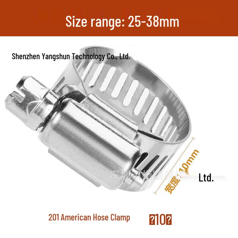10-Pack 201 Stainless Steel Adjustable Hose Clamps 6-44mm