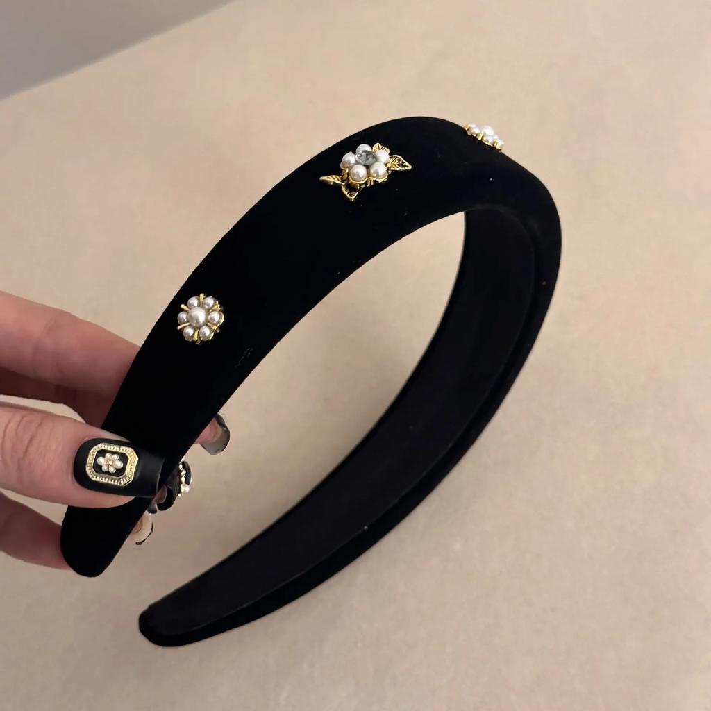 French Style Handmade Butterfly Wool Waves Hairband Fairy Cute Simple Temperament Exquisite Pearls Hair Accessories 2025 New