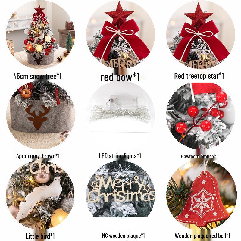 45cm Snow-Flocked Christmas Tree Set with DIY Ornaments - Perfect for Holiday Decor