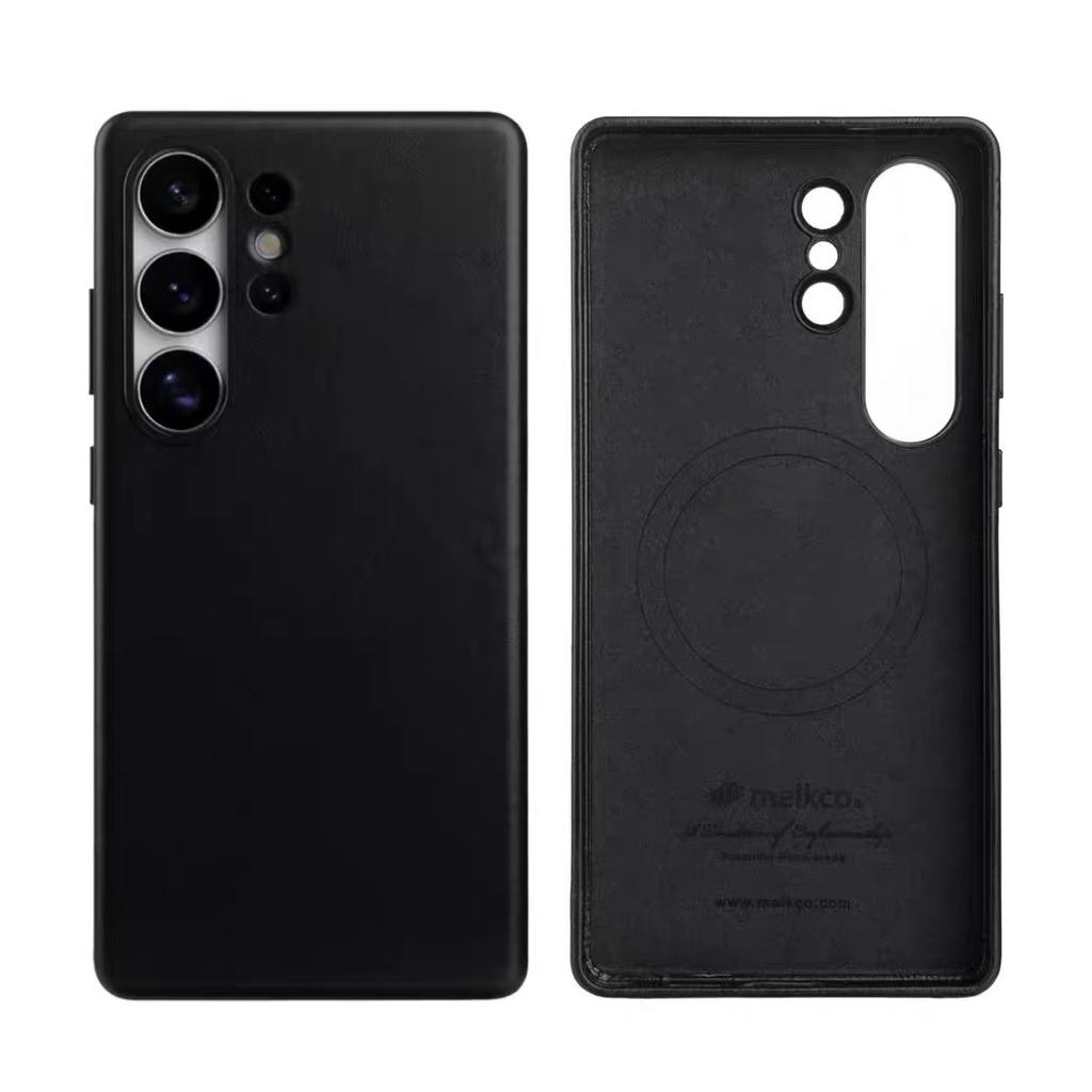 Melkco Glossy Oil-Wax Leather Phone Case For Samsung Galaxy S25 Ultra S25U Magnetic Wireless Charging Genuine Cowhide Hard Cover
