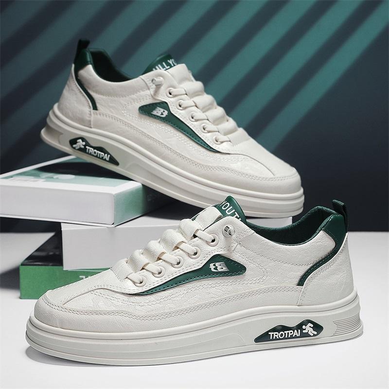 

Мужская обувь 2025 новая осенняя повседневная кожаная водонепроницаемая спортивная обувь для скейтборда мужская на одной педали трендовая универсальная белая обувь 44