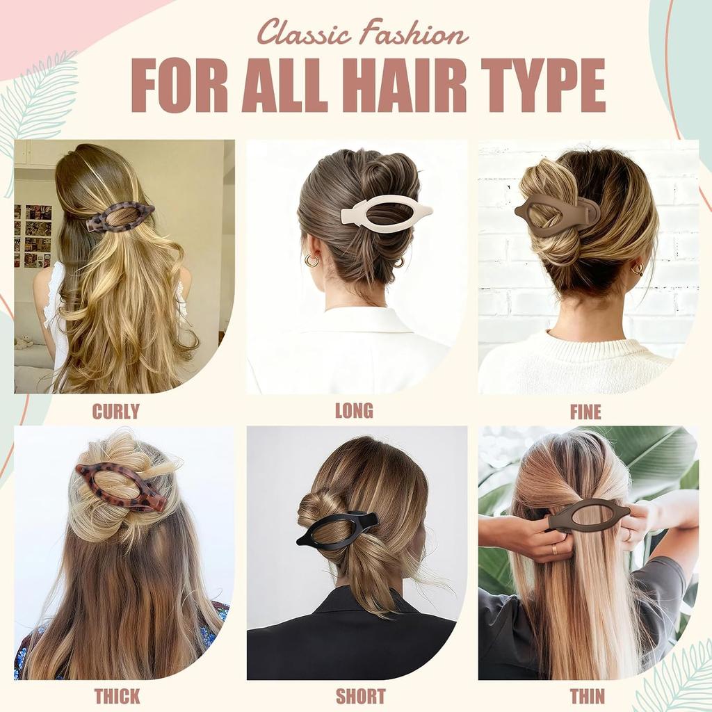 Pinze Piatte per Capelli da Donna - 6 PEZZI Pinze Piatte Francesi a Pinza Media per Ragazze Pinze a Pinza Grandi per Capelli Spessi o Sottili Tenuta Forte Antiscivolo