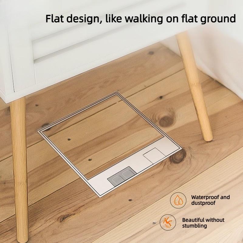 Flat And Ultra-thin Socket Stainless Steel Waterproof Power Socket Household Invisible Embedded Floor Socket