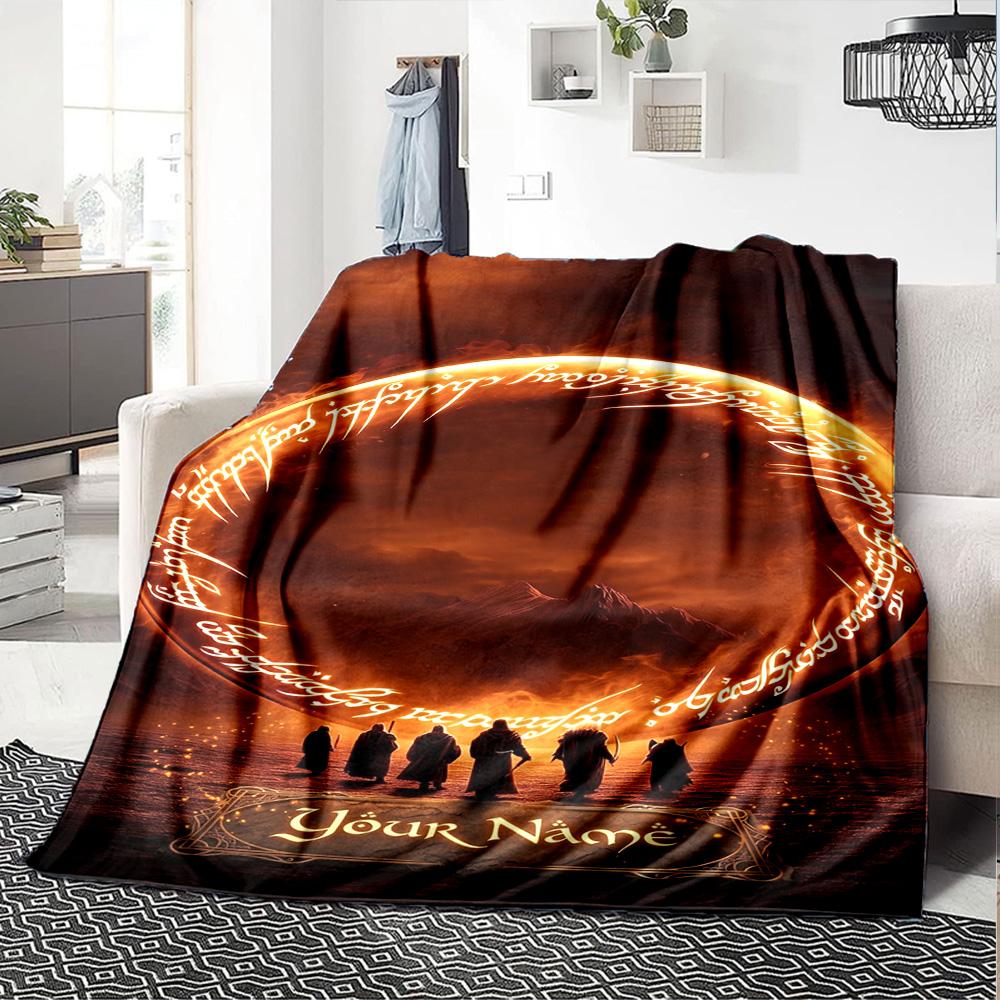 Lord Rings Personalized Text Blanket Multi-purpose Personalized Blanket Warmthful Decor Perfect for Nap Living Room Couch Office for All Occasions