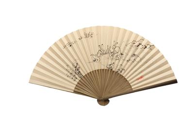 Folding Fan Featuring the Design Made In Japan In A Accessory for Traditional Japanese Crafted with Expert Paper Fan Featuring a Famous Japanese