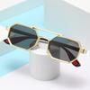 Retro Metal Polygon Sunglasses Street Wear Punk Double Bridge Sun Glasses UV400 Eyewear