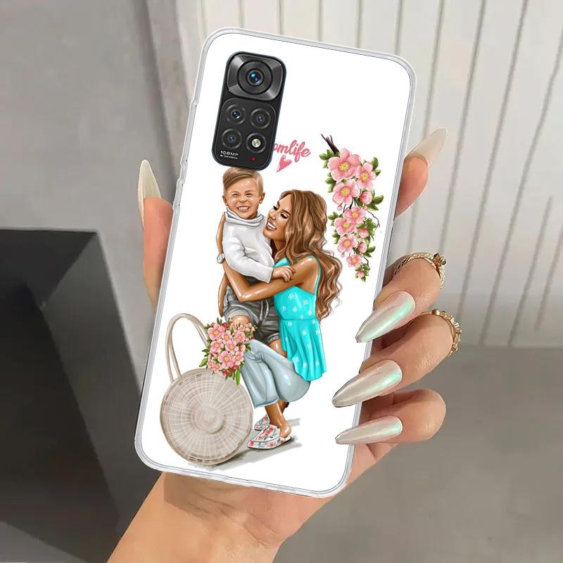 Mom Baby Girls Phone Case for Xiaomi Redmi Note Note 14 13 12S 12 11S 11 Pro Plus 11T 11E 10S 9 9S Soft Funda Print Shell Note 1