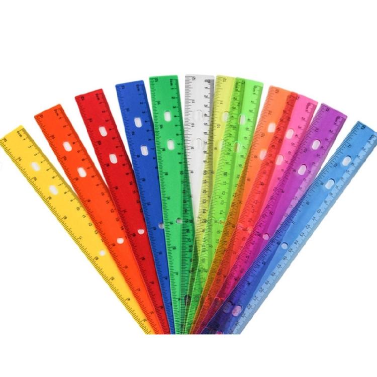 12Inch Clear Rulers with Hole Drawing Ruler Math Ruler Measuring Ruler Measuring Tool for Drawing Drafting Measuring