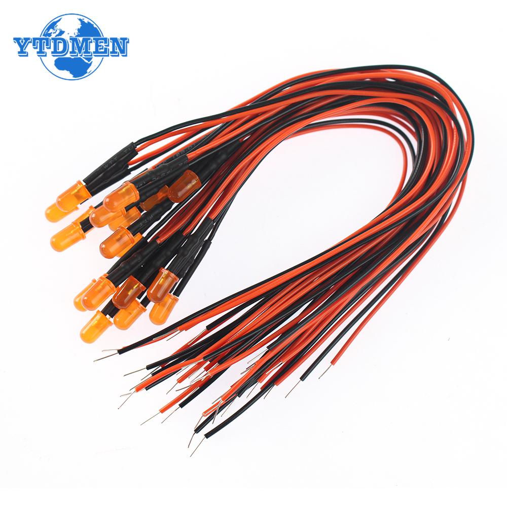 20PCS Prewired LED Diode 5mm 12V Ultra Bright Emitting Diodes Lamp DIY Projects White Red Green Blue Orange Yellow