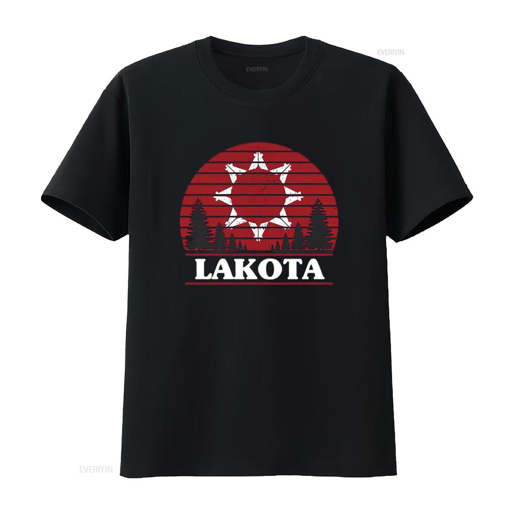 Mens Lakota  T Shirt Black X Large Vintage Washed Slightly Graphic Designer Clothes Breathable Stretched Streetwear Casual Soft