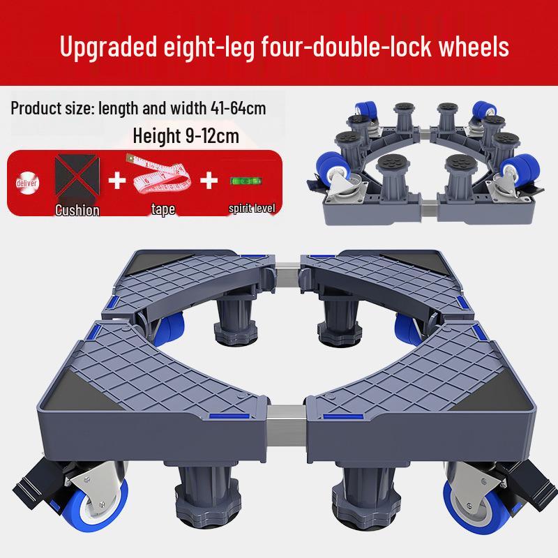 Grauer Verstellbarer Mobiler Waschmaschinenständer mit Rädern und Bremsen