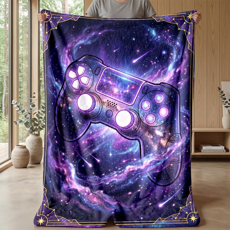 Cosmic Gamepad Art blanket Personalized Name Flannel Blanket Soft Cozy Plush Throw for Sofa Bed Lightweight Home Decor