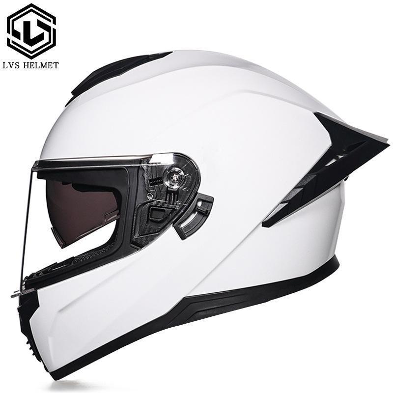 

Full Helmet Double Mirror Helmet Men s Four Seasons Universal Hard Hat Female Knight Locomotive Double Lenses S жемчужина белый