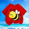 New Fashion Bee Print Kids' Stylish Round Neck Loose Fit, Pure Cotton and Breathable, Summer Trendy Streetwear for Kids