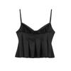 2025 Spring Sexy European & American Style Spaghetti Strap Pleated Poplin Top