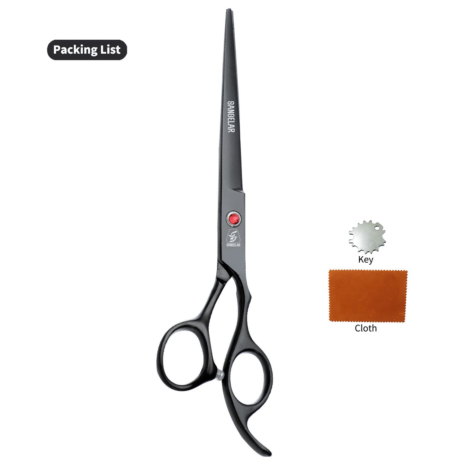 

Sangelar 7-дюймовые ножницы для ухода за домашними животными изогнутые вверх и вниз изогнутые ножницы для ухода за домашними животными профессиональные изогнутые ножницы для собак инструменты для ухода за волосами для грумеров 7 inch Straight чёрный