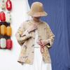 Johnature Women Vintage Print Floral Jackets Bat Sleeve Coats Spring Button Pockets Chinese Style O-Neck Jackets