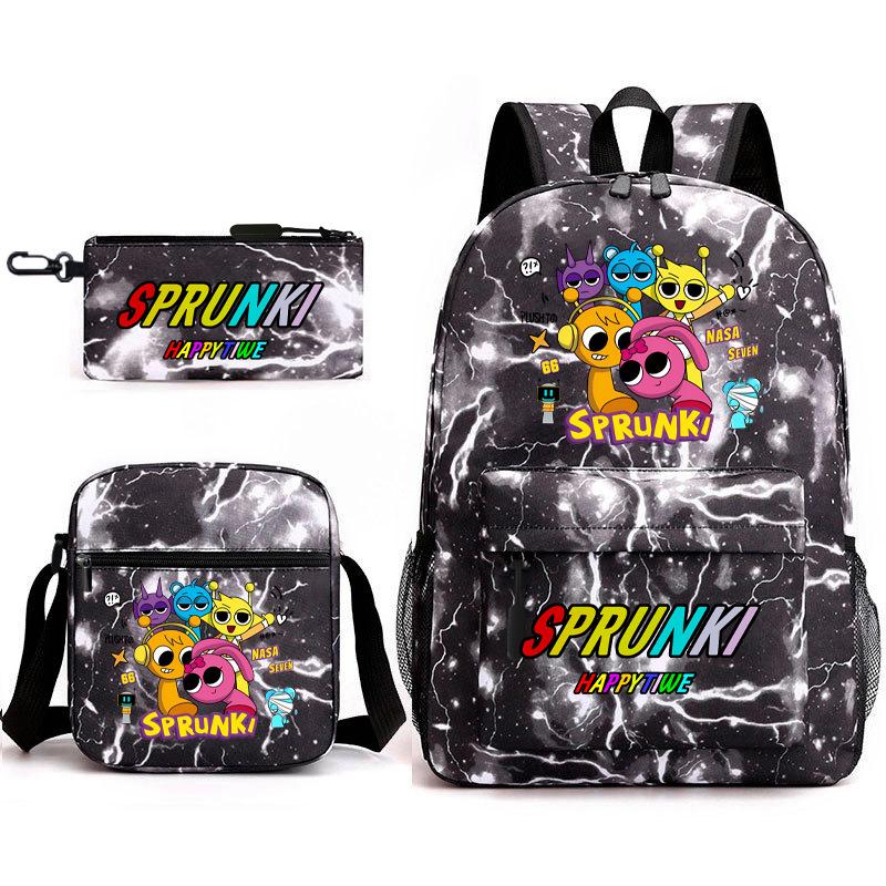 Boys Backpack Rhythm Box Treasure Children's School Bag Anime Satchel Pencil Bag Oxford Cloth Elementary School Student D