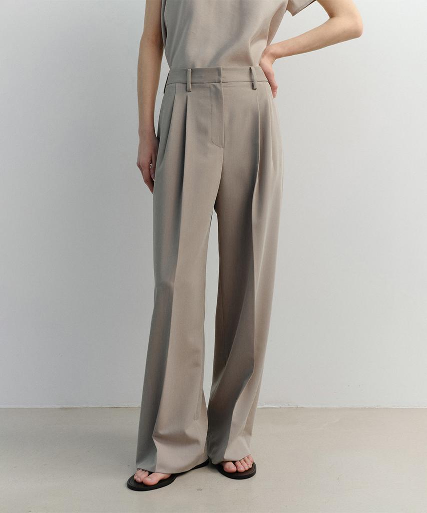 Ia Ss Wide Tuck Pants (Taupe)