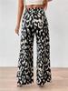 Women's Casual Wide-Leg Pants with Digital Print - Full Size Available