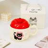 Apple Cat Red Souvenir Set Cartoon Cute Festive Ceramic Cup with Lid Spoon Mug Personalized Hand Cup