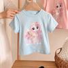 Girls' Casual Cotton Short-sleeved T-shirt, Summer Children's Cute Little Horse Printed T-shirt