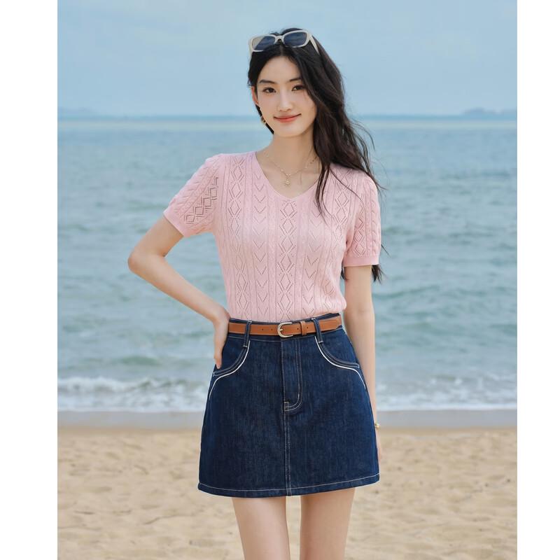 Qiusbiyiren Women s V-Neck Cutout Knit Top S