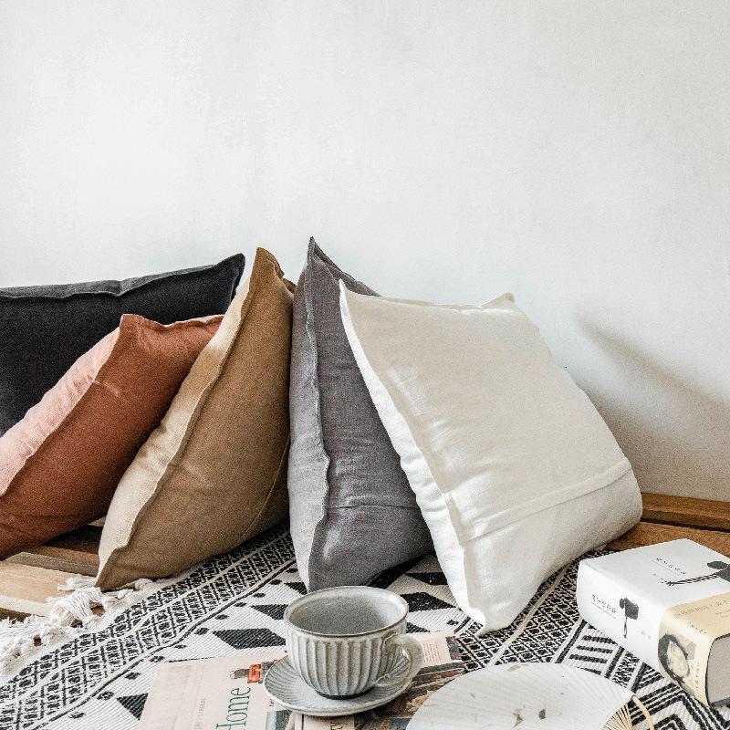 Verdickter Baumwoll-Leinen-Sofakissenbezug Dekoration Kissenbezug für Wurfkissen Taillenkissenbezug Kissen für Sofabett Stuhl Couch Dekor