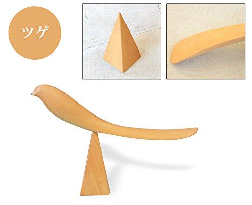 SHOEHORN Wooden Shoehorn with Stand, Made in Myanmar, featuring a Mother Bird. Handmade from precious ironwood (boxwood) wood (dark brown).