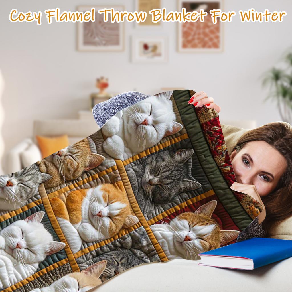 Cozy Flannel Throw Blanket For Winter, Warm Family Blankets, Soft Plush Fleece Blankets, Farm Animal Blanket For Couch Sofa Bed Cabin