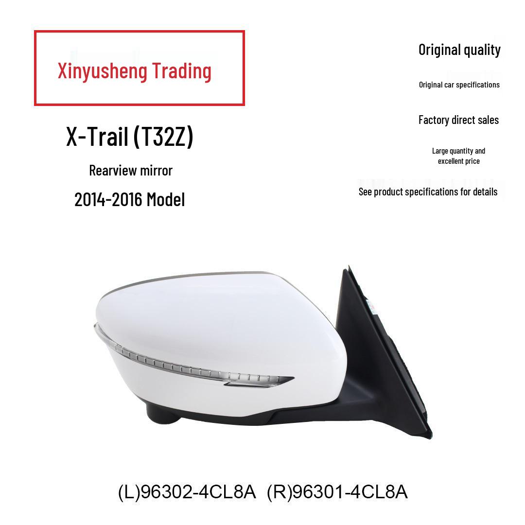 Replacement Folding Heated Rearview Mirror for 2014-2016 Qashqai, 13-Wire, White, with Camera, Part 96301-4CL8A. Left 96302-4CL8A