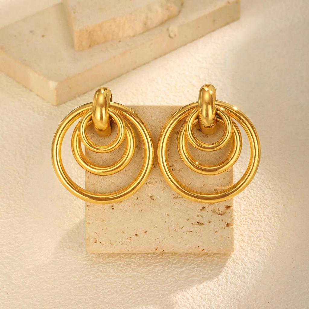 Chunky Knot Earrings Gold Plated Geometric Earrings for Women, Thick Statement Dangle Drop Earrings Hypoallergenic Jewelry