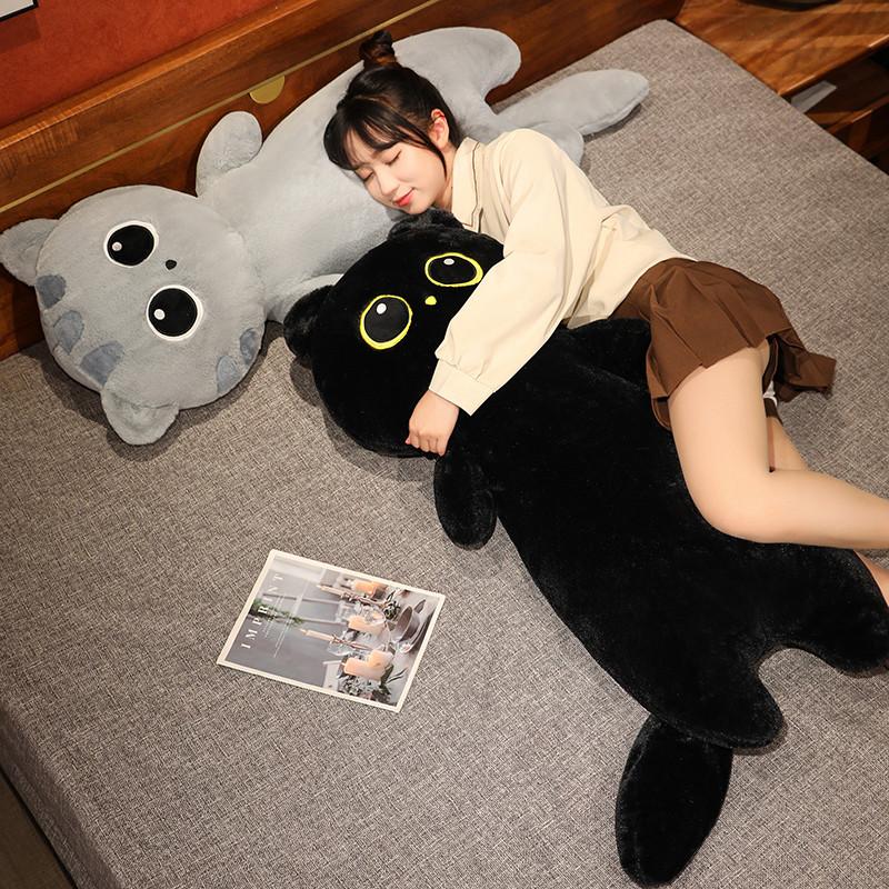 Cute Cat Plush Toy Stuffed Animal Black Cat Throw Pillow Cushion Big Size Toy Children Birthday Gift for Boy Girl