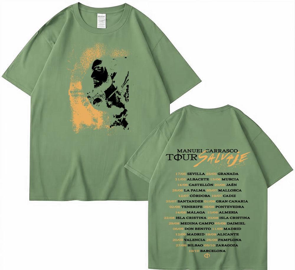 Rapper Manuel Carrasco Salvaje Tour 2025 Grafik T-Shirts Herren Damen Harajuku Hip Hop T-Shirt Kurzarm Lässig Heißer Verkauf T-Shirt