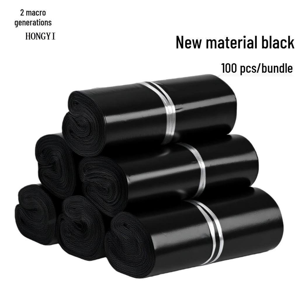 Robuster schwarzer PE-Versandbeutel & weißes Klebeband - Individueller Druck möglich