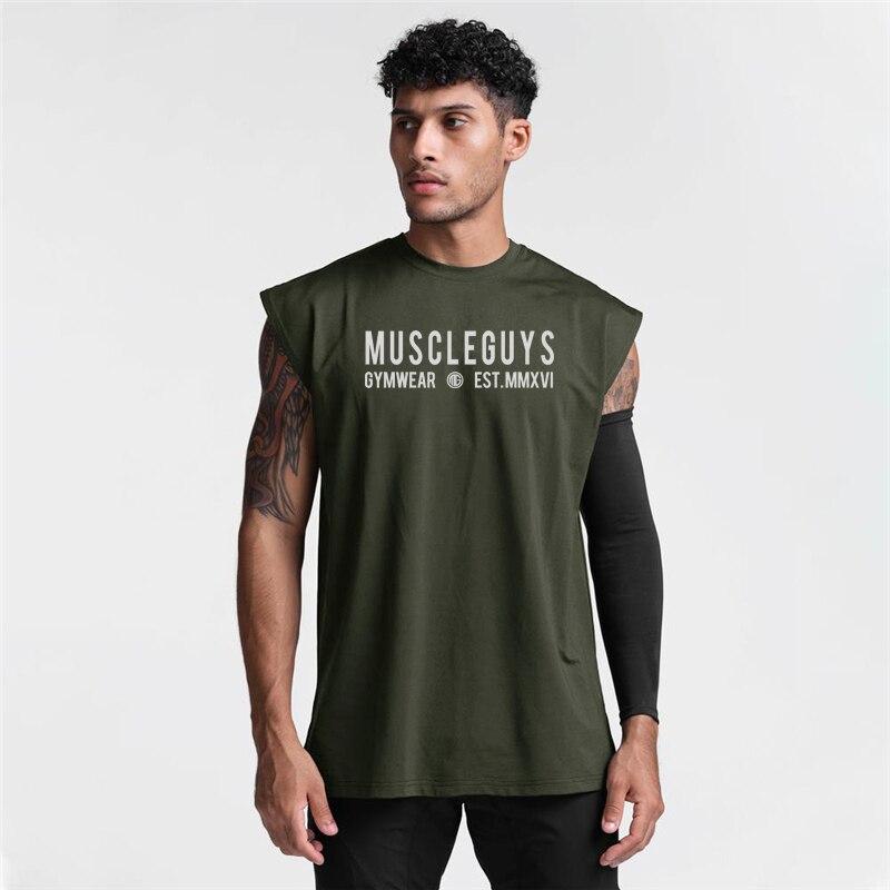 Muscleguys High Street Ležérní Sportovní Bez Rukávů Vesta Pánské Volné Fitness Tréninkové Tričko