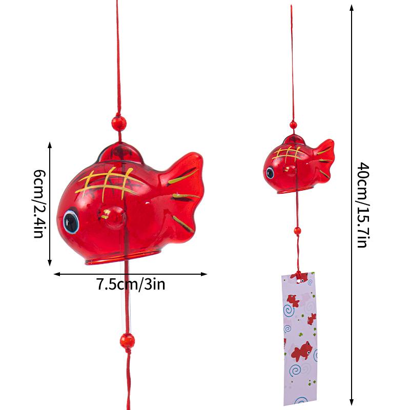 Japanese Style Cute Cat Paw Glass Wind Chime DIY Hand-painted Small Goldfish Birthday Gift Outdoor Garden Decoration Pendant