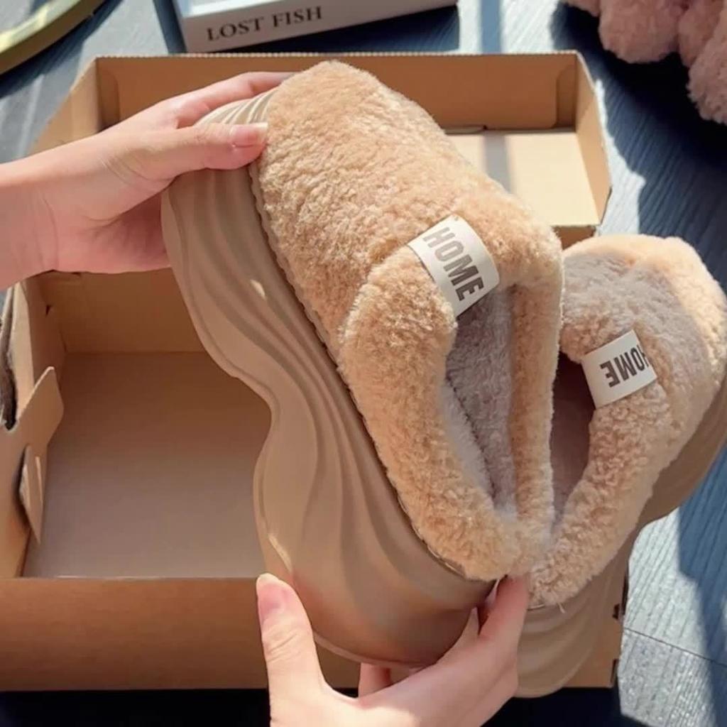 [Plush Winter Slippers]Women's & Men-like-like (Unisex-like) Plush Winter Slippers - Thick-Soled, Non-Slip Warm,Indoor House, Cozy & Soft Fabric