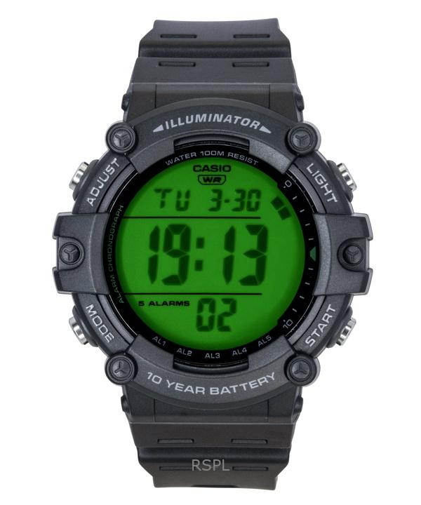 Мужские многофункциональные цифровые часы Casio с ремешком из смолы, кварцевые, AE-1500WHC-1AV, 100M зелёный