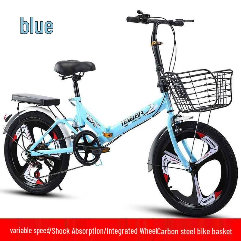 Variable Speed Folding Bicycle 16/20 Inch for Adults and Students, Lightweight Unisex Pedal Cycle Gift
