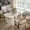Extendable Dining Table, 120-160 x 70 cm, Adjustable Kitchen Table for 4-6 People, MDF, High-Gloss White