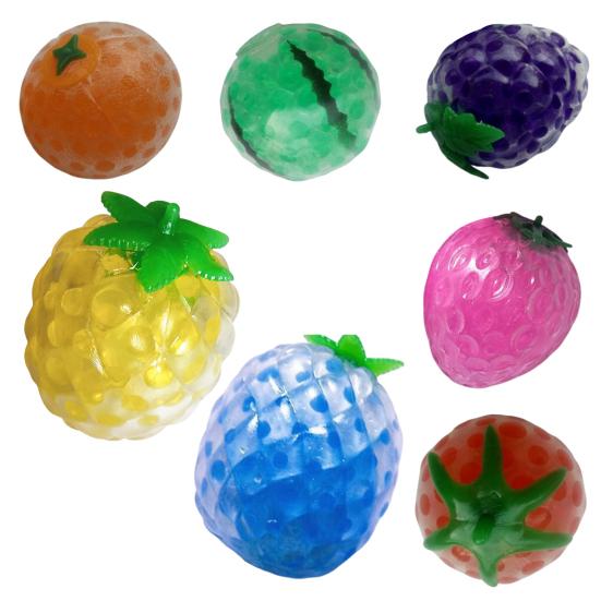 Grape Strawberry Fruit Squeeze Toy Colorful TPR Stress Relief Balls Soft Fidget for Kids Adults Portable Decompression Gadget for Anxiety Party