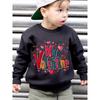 European Sizes Kids' Fashion -Lined Round Neck Sweatshirt with "MY VALENTINE" Lettering, Heart-Shaped Balloon Cartoon Print
