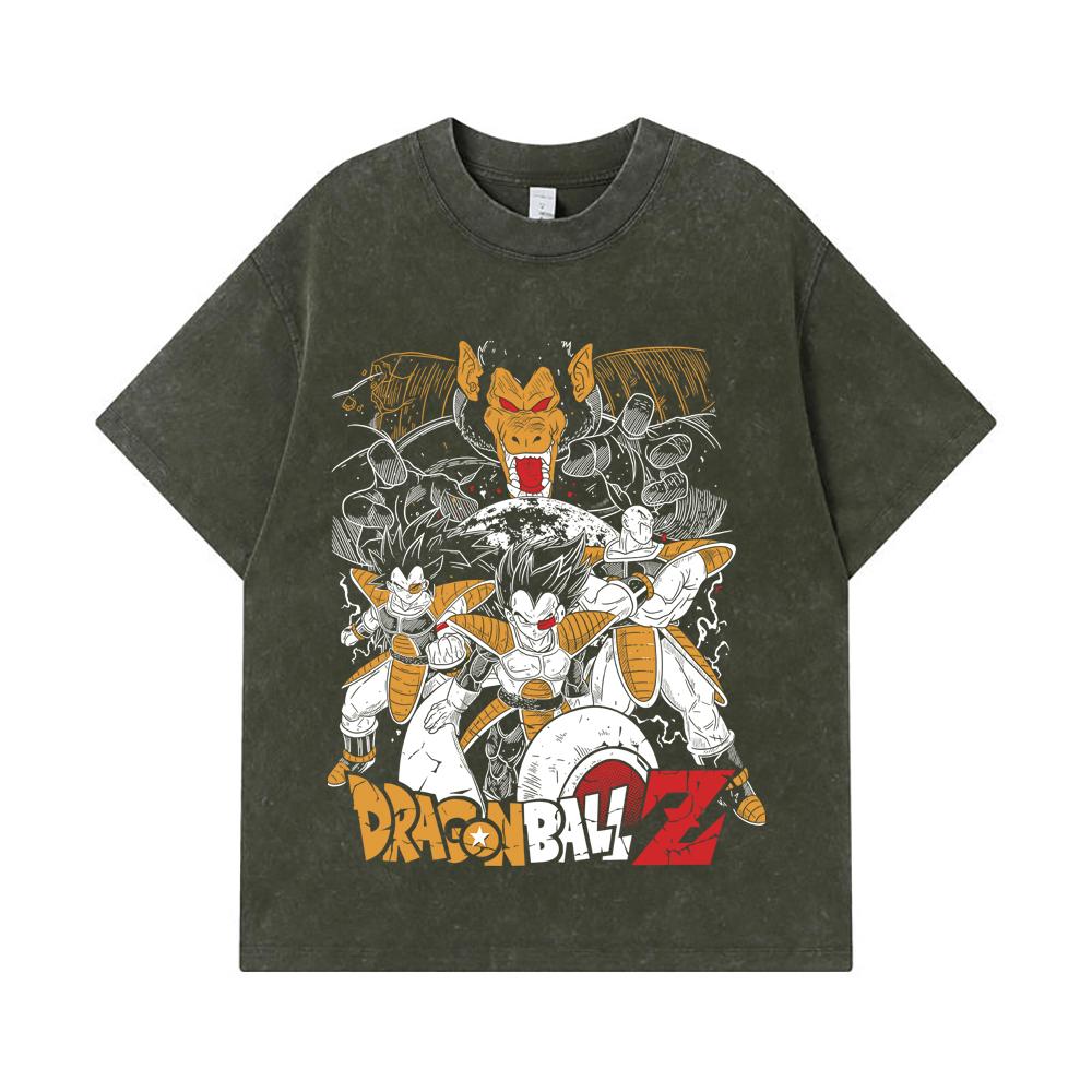 275 GSM Washed T-shirts 100% Cotton Dragon Ball V53 Vegeta Nappa Print Unisex Heavy Cotton T Shirt