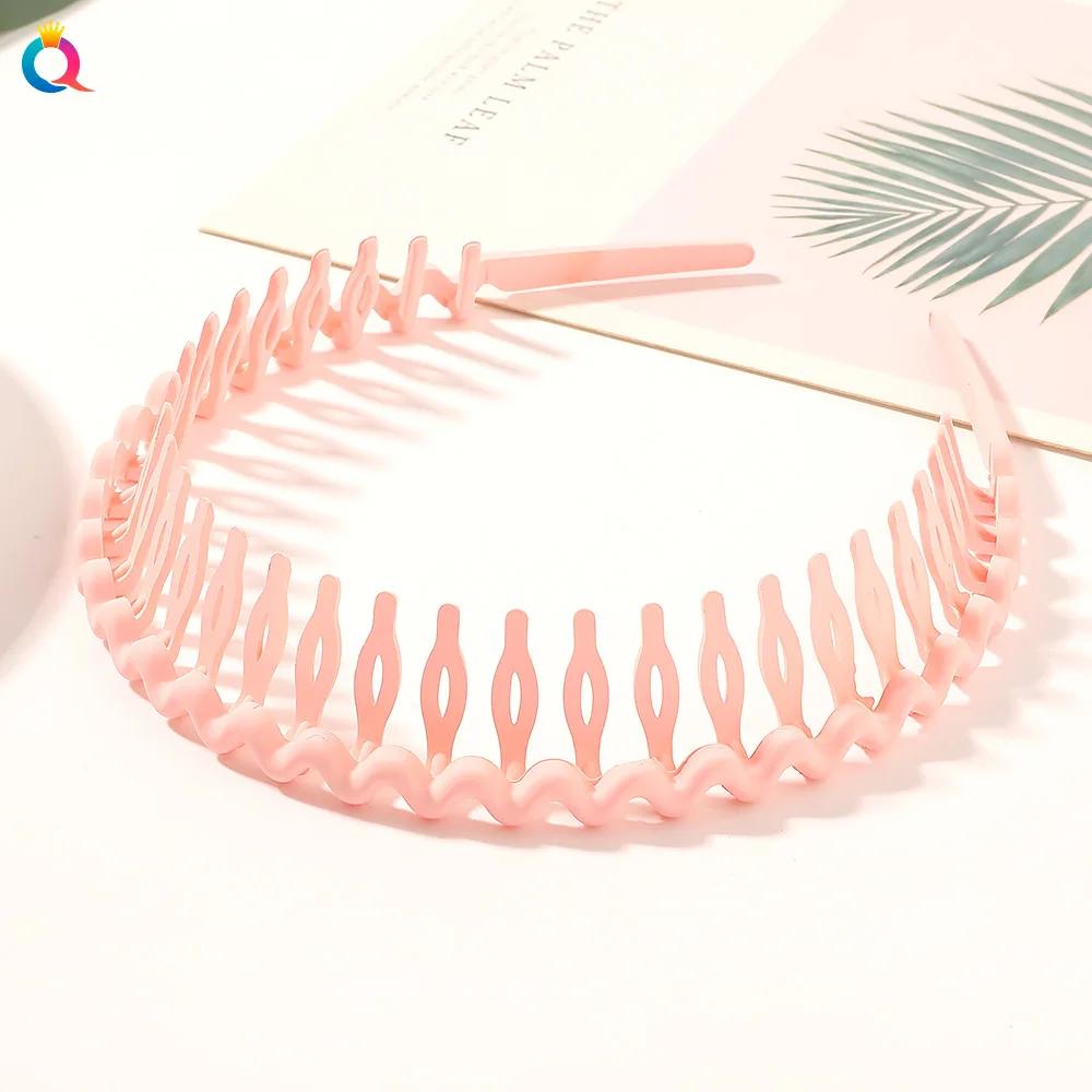 Einfaches mattes Kettengewelle gezahntes Haarband Finishing für abstehende Haare Kopfband Outdoor Haarreifen zum Gesichtwaschen Kopfbedeckung Haarschmuck