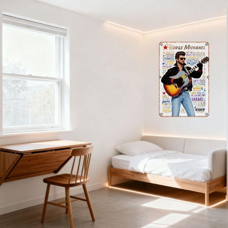George Michael Vintage Plåtskylt Retro Rock 'n' Roll Akustisk Gitarr Metallplatta för Hembar Man Cave Dekor