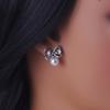 Elegant Zircon Bow & Pearl Stud Earrings for Women - 2024 Trendy High-End Luxury 
