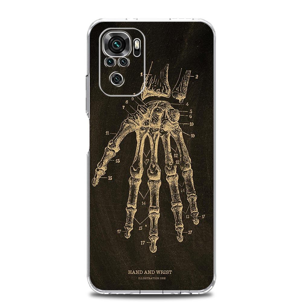 Skeleton Chalkboard Body Heart Phone Case For Xiaomi Redmi Note 13 12 5G 9S 9 8 10 11 Pro Plus 4G 9T 13C 12C10C 9C 9A 7 Cover